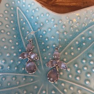 Kendra Scott Kendall Silver Dangle Earrings with Gemstone Cluster